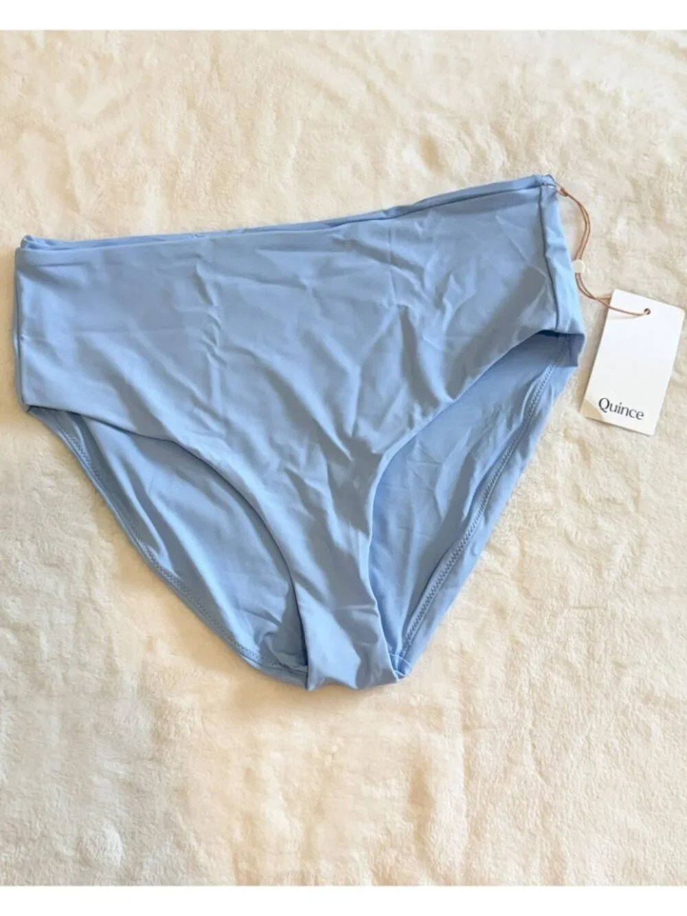 NWT Quince Italian High-Rise Bikini Bottom in Light Blue - Size: Large